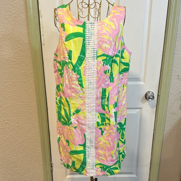 Lilly Pulitzer Pink and Green flamingo shift cotton blend size 18w Dress - Picture 1 of 11